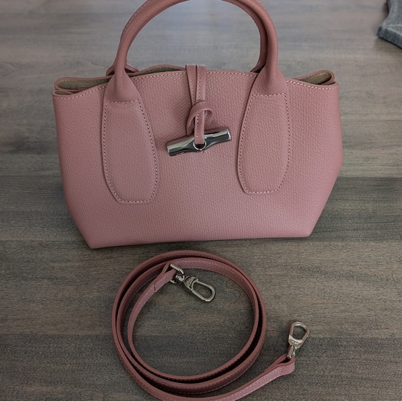 Longchamp - Roseau - Pink - Leather Handbag Tote Crossbody - Excellent Condition - Picture 2 of 11